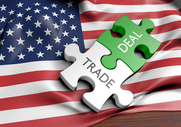 Stany Zjednoczone umów handlowych oraz międzynarodowych koncepcja, renderowania 3d - Zdjęcie, obraz