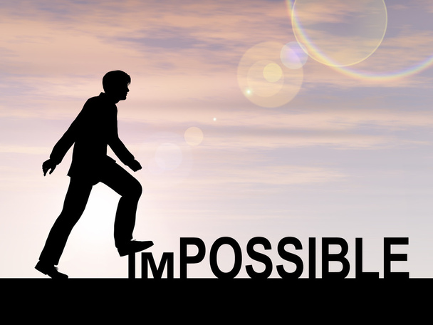  businessman  stepping over impossible  text - Photo, Image