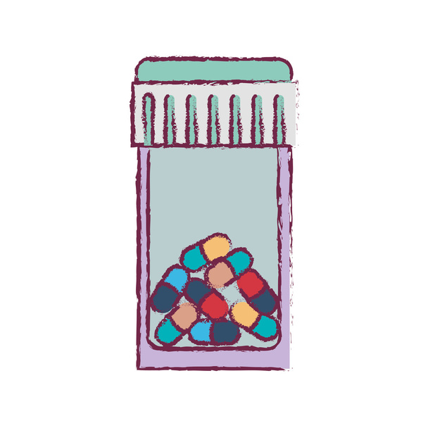 Blur μπουκάλι με πολύχρωμα χάπια και πατήστε - Διάνυσμα, εικόνα