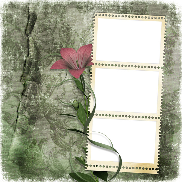 Shabby background with stamp-frame - Φωτογραφία, εικόνα