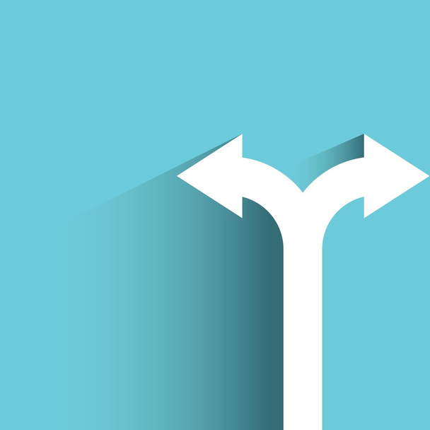 направление стрелка знак, принятие решений концепция, синий фон, плоская и тень тема
 - Вектор,изображение