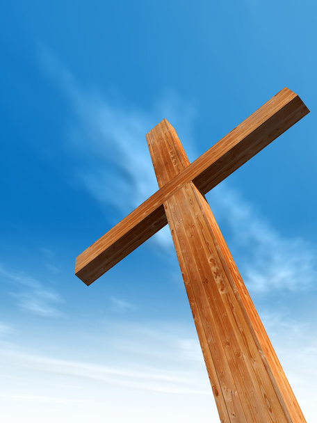 koncepcyjne drewniany krzyż  - Zdjęcie, obraz
