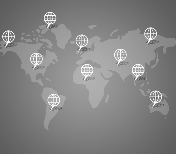 世界地図背景にグローバル ボタン - 写真・画像