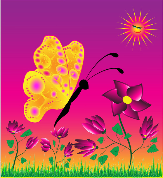 Butterfly on a background flower - Foto, Bild