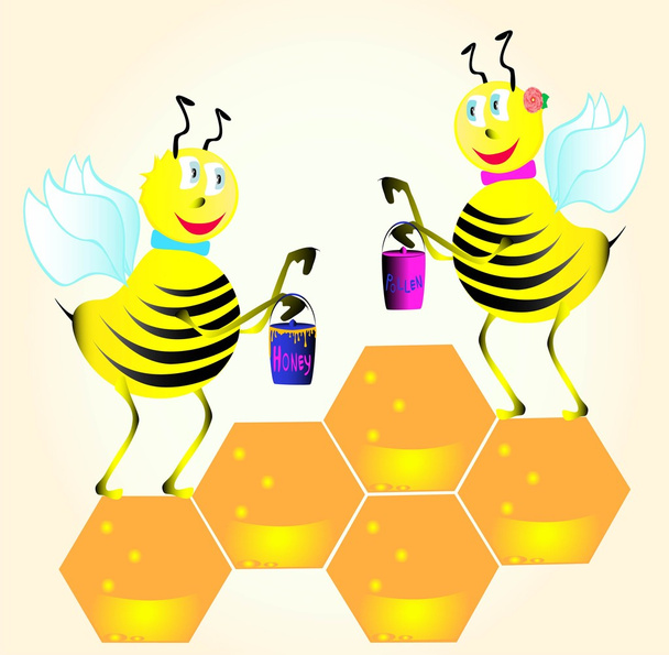 Bees and honeycomb - Фото, зображення