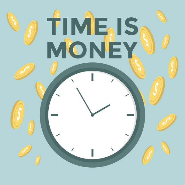 Plano tiempo es dinero concepto de fondo. Ahorro de dinero
 - Vector, Imagen