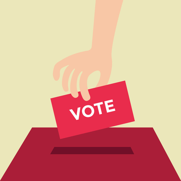 Szavazás szavazólapon mezőbe. Vektoros illusztráció, lapos kivitel - Vektor, kép