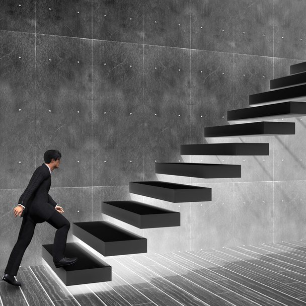  zakenman klimmen op een trap  - Foto, afbeelding
