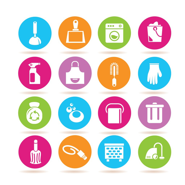 cleaning tools icons, household icons - Vector, Image