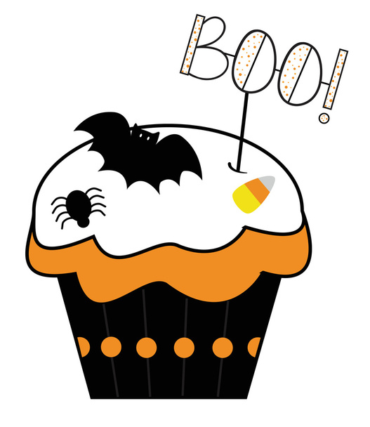 Halloween Boo Cupcake - Vector, Imagen