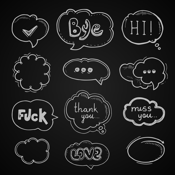 Handgezeichnete Sprechblasen mit Dialogwörtern - Vektor, Bild