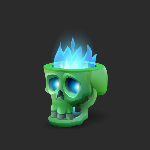 Хэллоуинский фосфорный череп с голубым пламенем
  - Вектор,изображение