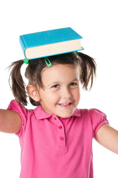 Happy little girl with book - Φωτογραφία, εικόνα