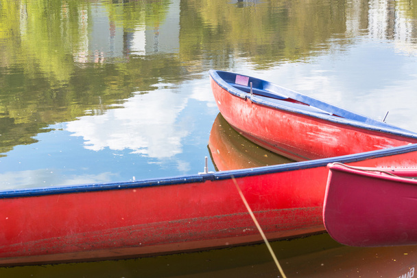 Three blank red canoes - Photo, Image