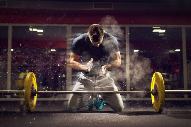 Weightlifter preparing for training.  - Photo, Image