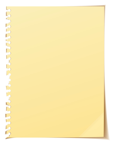 Feuille isolée jaune de papier blanc
 - Photo, image