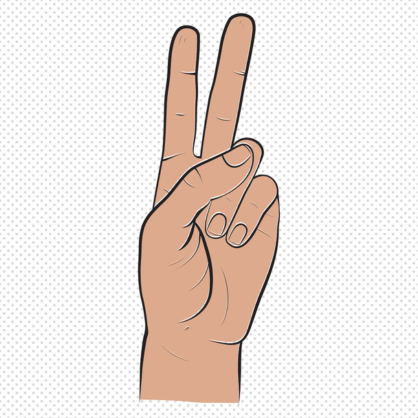 Human hand,  two fingers, fingers showing symbol of a peace, vic - Vector, Image