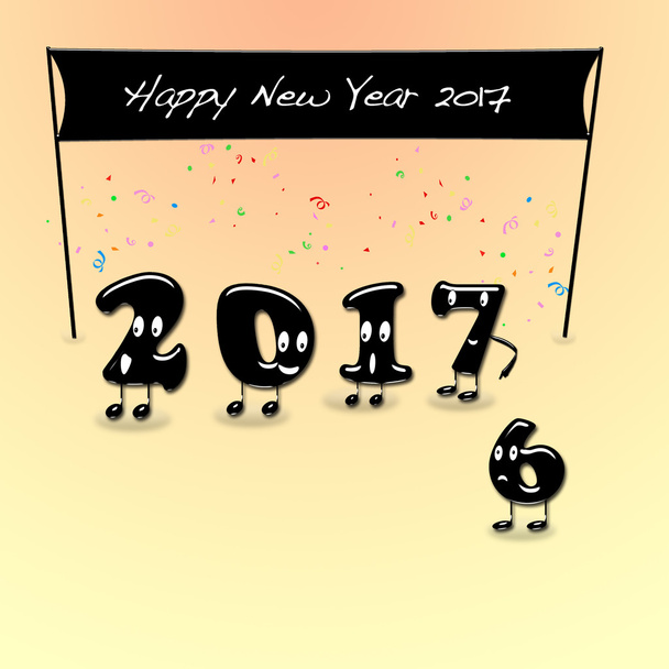 新年のお祝いの 2017 年のアニメーションの数字. - 写真・画像