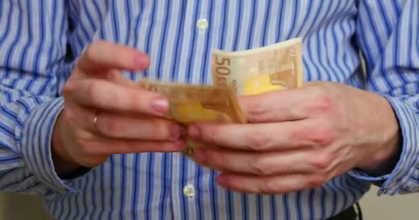 Mans Hand Counting Euro - Footage, Video
