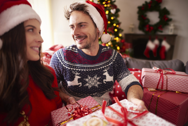 Loving couple at Christmas time  - 写真・画像