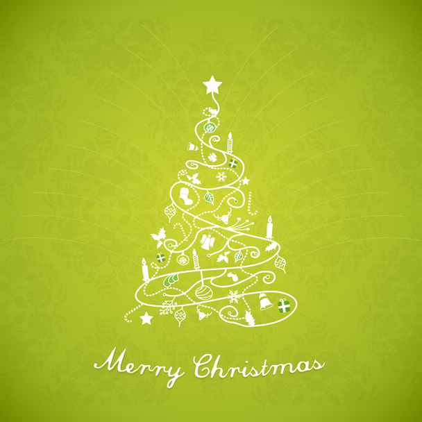 Árvore de Natal criado de decorações simples de Natal com Merr
 - Vetor, Imagem