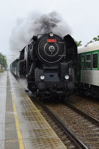 Historic steam train. Specially launched Czech old steam train for trips and for traveling. - Photo, Image