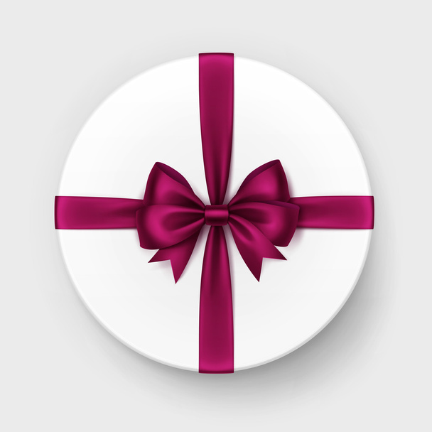 White Gift Box with Red Bow and Ribbon - Vector, Image