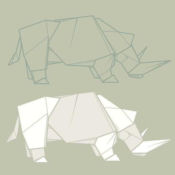Set illustrazione origami di carta di rinoceronte
. - Vettoriali, immagini