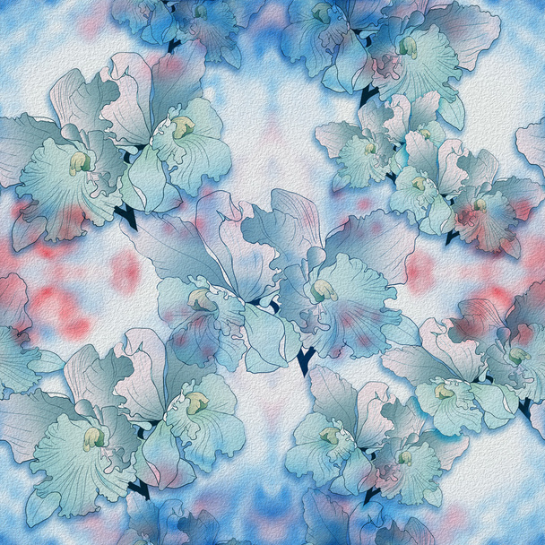 Декоративна композиція - орхідея на тлі абстрактних акварельних картин. Безшовний візерунок
. . - Фото, зображення