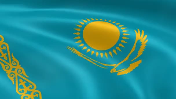 σημαία του Καζακστάν στον άνεμο. - Πλάνα, βίντεο