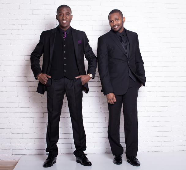two african man businessmen in black suit - Fotoğraf, Görsel