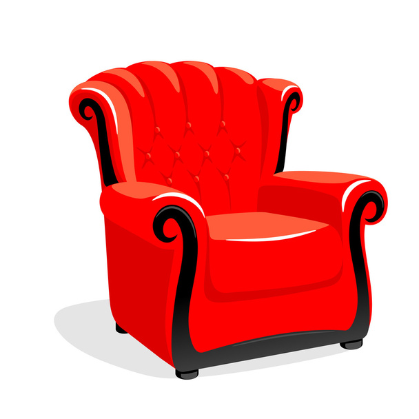 Red classic leather armchair - Vector, Image