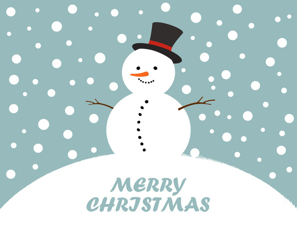 Christmas snowman on snowy landscape. Vector illustration. - Vector, Image
