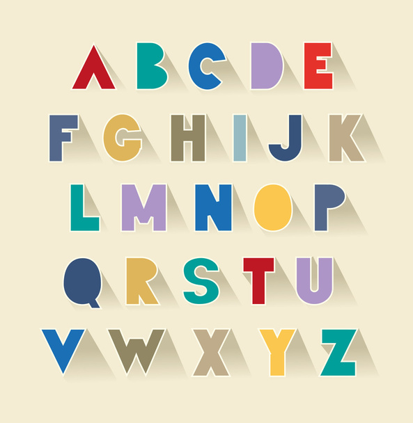 retro alphabet set with shadows. extra bold fat capital letters  - Vector, imagen