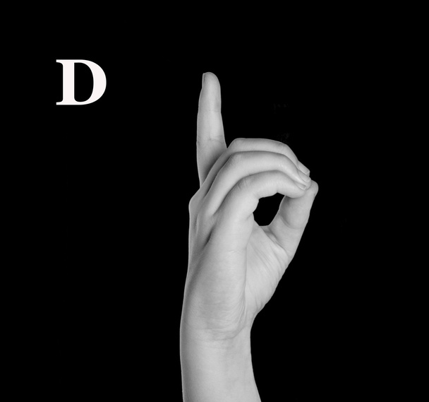 Dedo que deletrea el alfabeto en el lenguaje de señas estadounidense (ASL
).  - Foto, Imagen