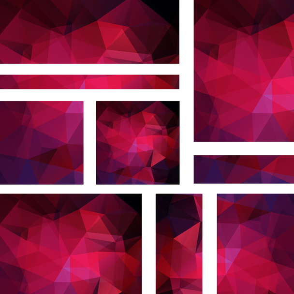 Conjunto de modelos de banner com fundo abstrato. Bandeiras vetoriais modernas com fundo poligonal. Rosa, cor roxa
 - Vetor, Imagem