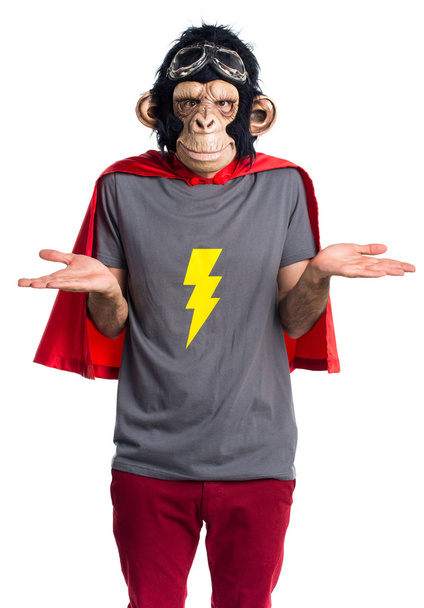 Superhelden-Affenmensch macht unwichtige Geste - Foto, Bild