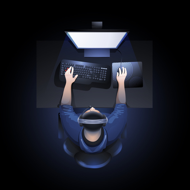 Guy playing the computer - Vector, Image