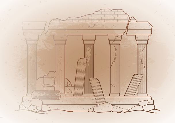 Graphic ruined ancient architecture - Vector, Image