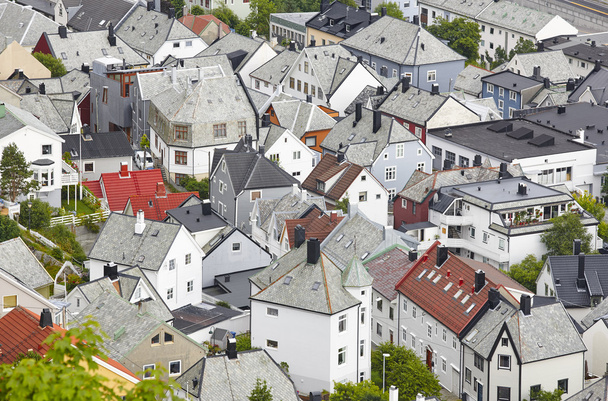 Norvège. Vue aérienne de la ville européenne. Alesund. Point de vue du couteau
.  - Photo, image