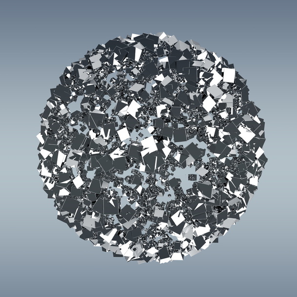 Абстрактная сфера с блестящим кубическим 3D рендерингом
 - Фото, изображение