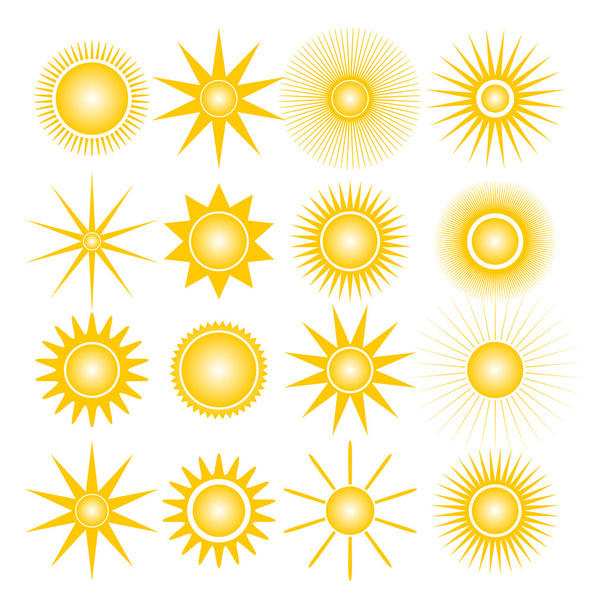 Ikony slunce, vektorové ilustrace. - Vektor, obrázek