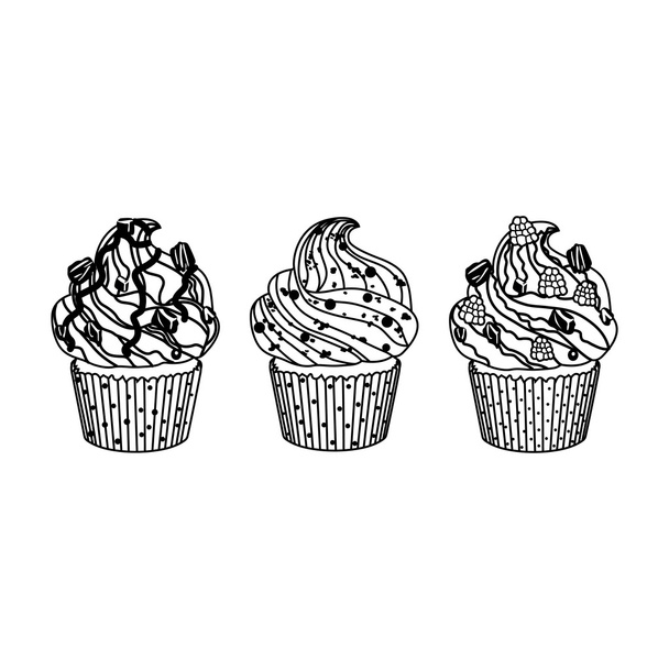 Cakes set. Vector cake icon design element. Birthday cake isolated illustration. - Vektor, kép