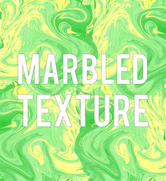 Keltainen, vihreä marmoroitu rakenne. Ebru-tyyliin. Runsas marmorointi paperin suunnittelu
. - Vektori, kuva