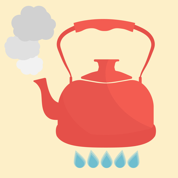 Kettle boils with water flat style vector illustration. - Vecteur, image