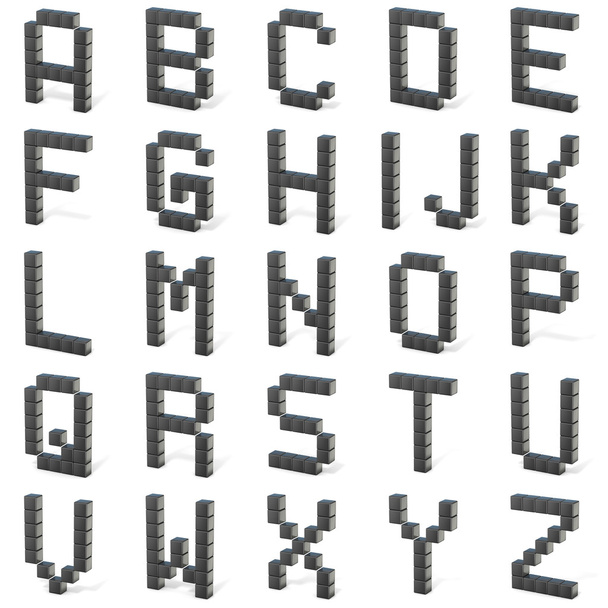 8 bit font. Capital letters ALL. 3D - Фото, изображение