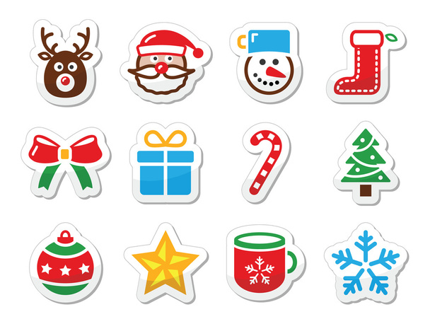 Christmas icons set as labels - Vetor, Imagem
