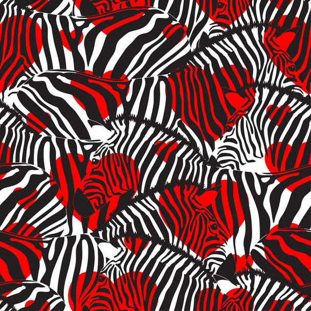Colorful zebra seamless pattern with heart shape. - Vector, Image