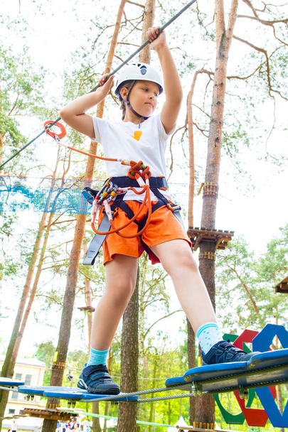 Girl Climbing in Rope Park - Photo, Image