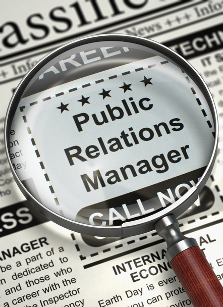Praca otwarcie Public Relations Manager. 3d. - Zdjęcie, obraz
